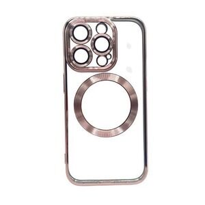iPhone 15 Pro Max Clear Protective Case Pink Metallic Trim‎ NEW